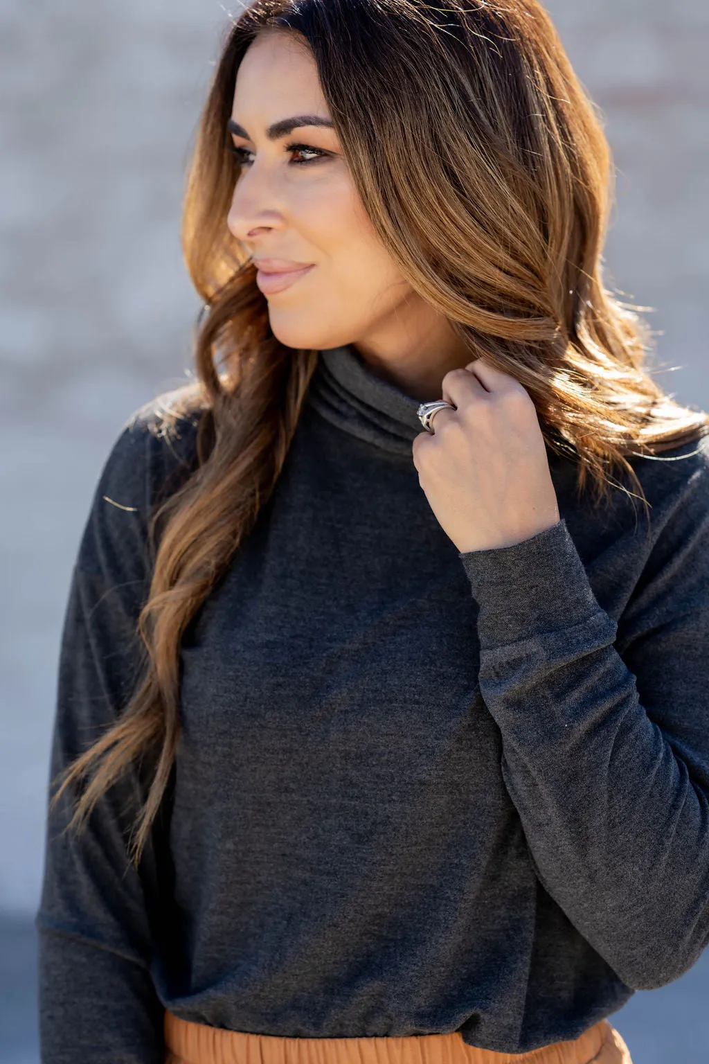 Simple So Soft Cowl Neck Sweater Tee