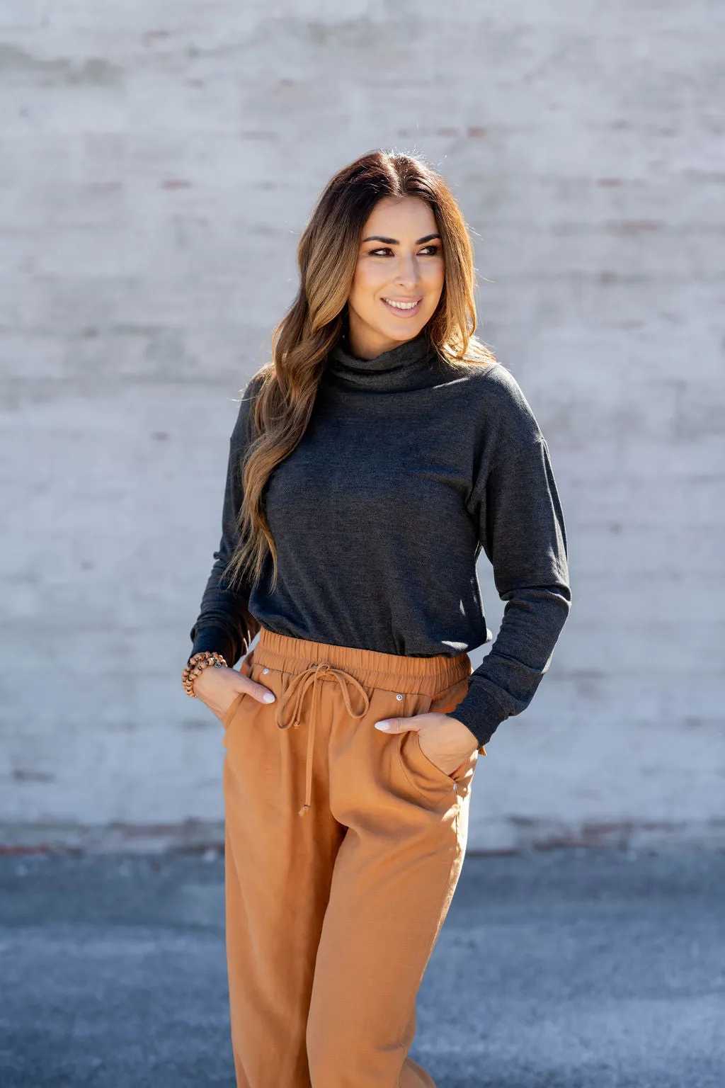 Simple So Soft Cowl Neck Sweater Tee