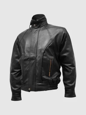 Size 4XL Vintage Leather Bomber Jacket for Men