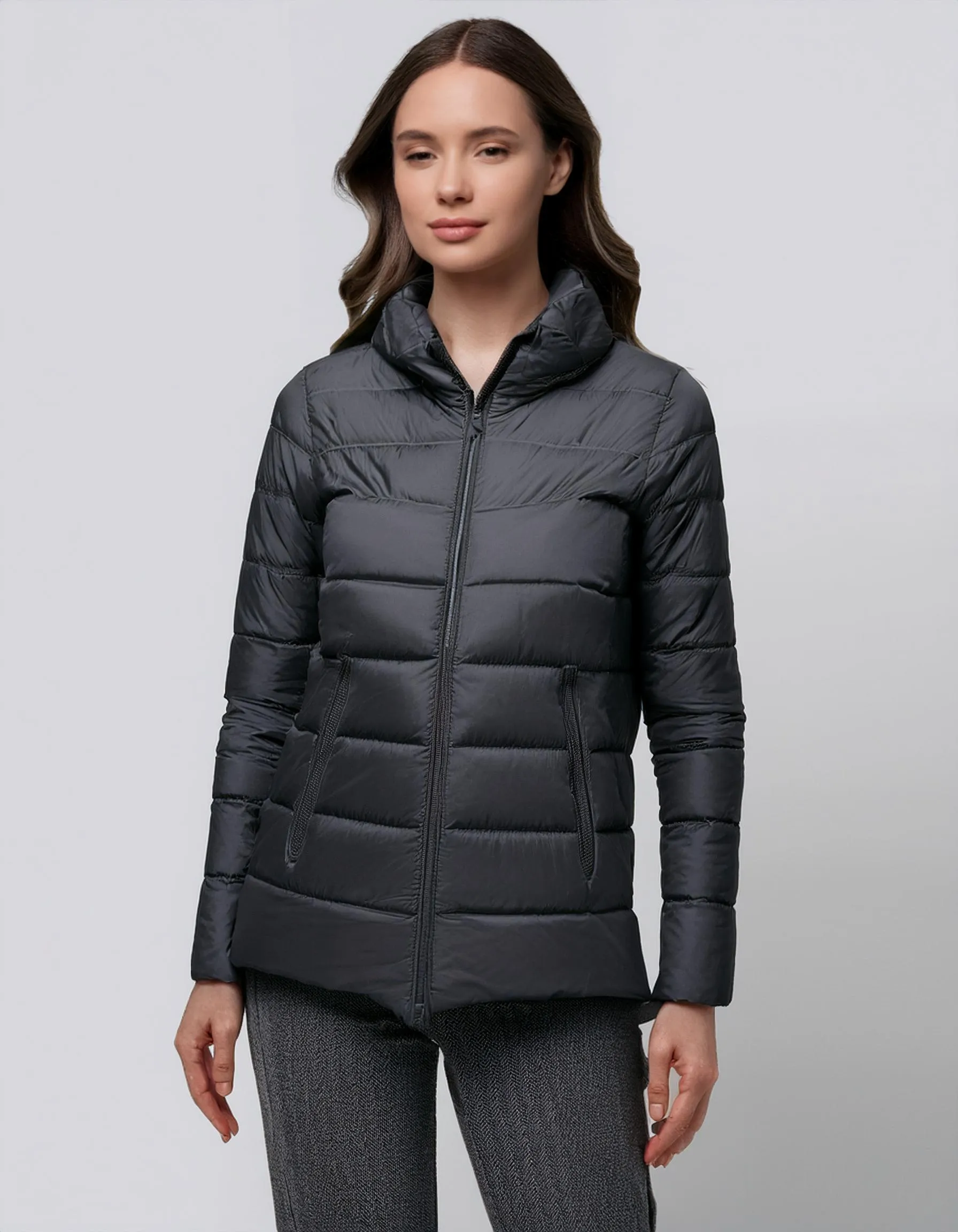 Sleek Black Fitted Puffer Jacket