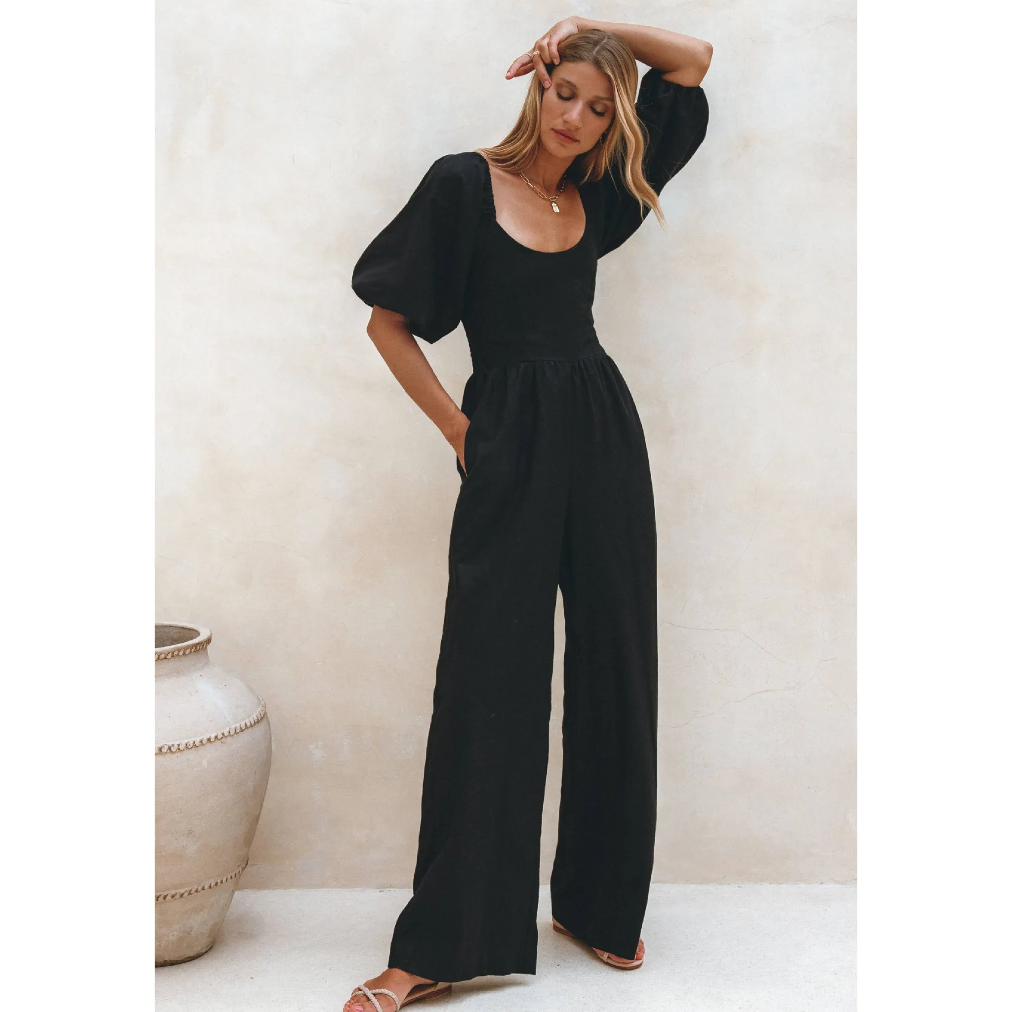 Small - Maya Linen Jumpsuit - Handmade in Bali