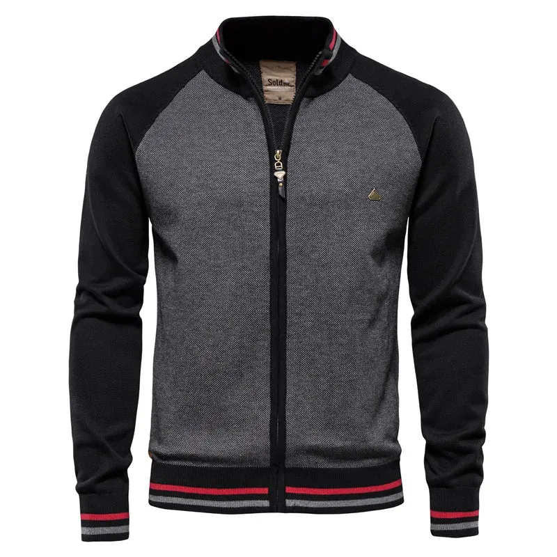 Spliced Cardigan Men Streetwear Casual High Quality Cotton Sweater Men Winter Fashion Brand Cardigans for Men