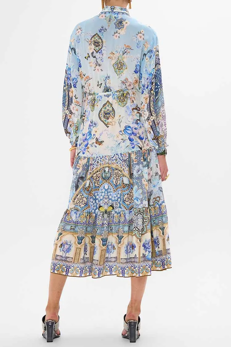 Tiered Long Shirt Dress in Al Manial Palace