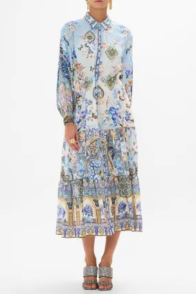 Tiered Long Shirt Dress in Al Manial Palace