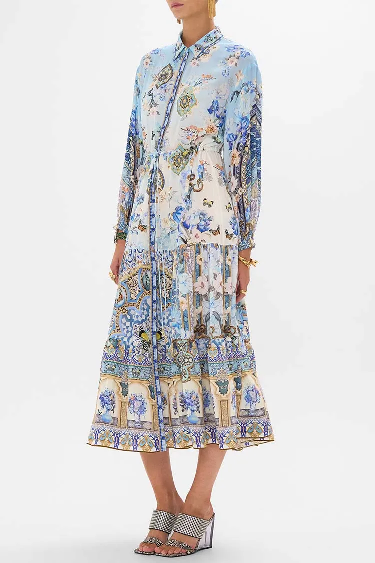 Tiered Long Shirt Dress in Al Manial Palace