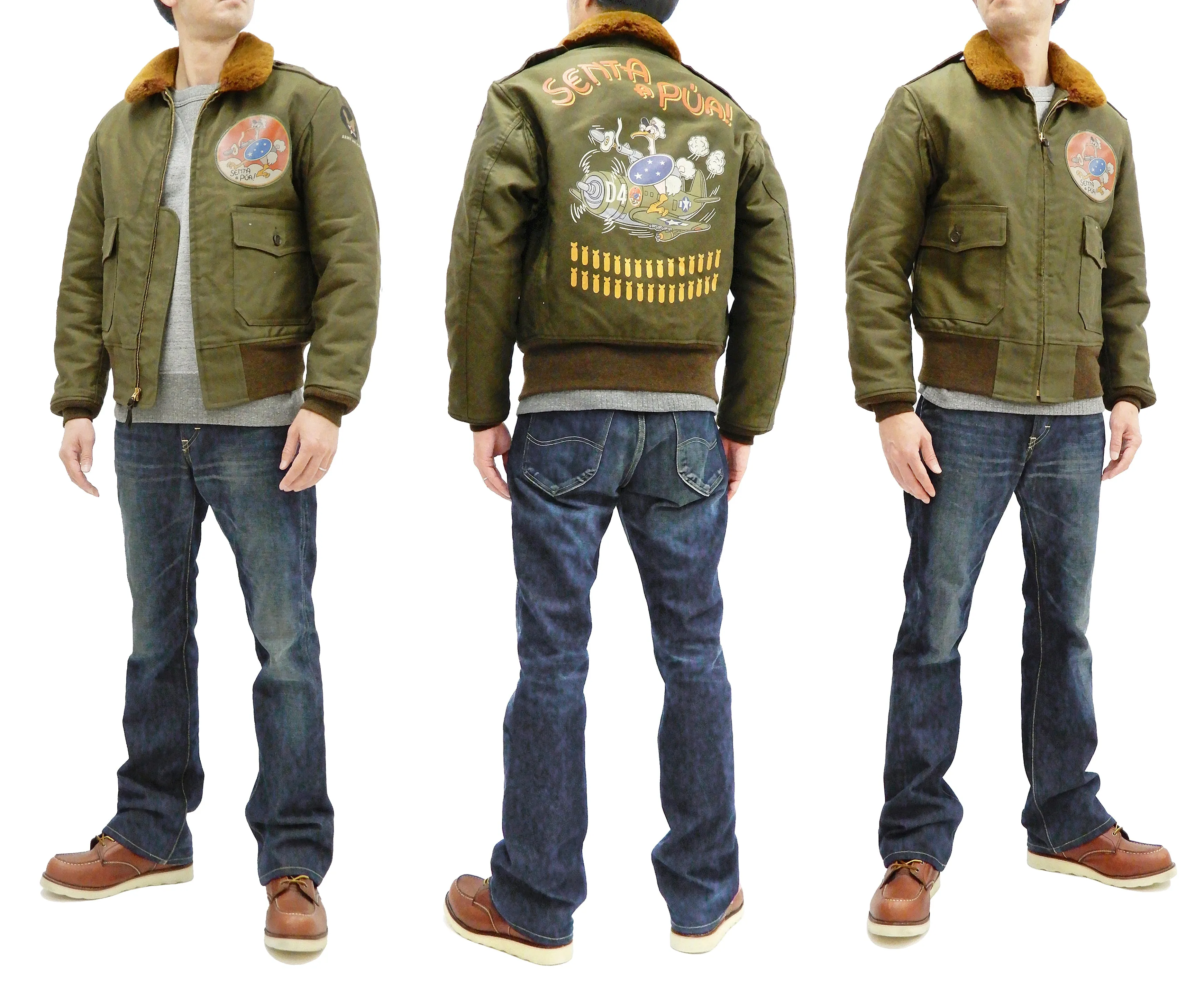 TOYS McCOY Jacket Men's USAAF B-10 Flight Jacket Senta a Pua! Custom B10 TMJ2129 Olive Drab