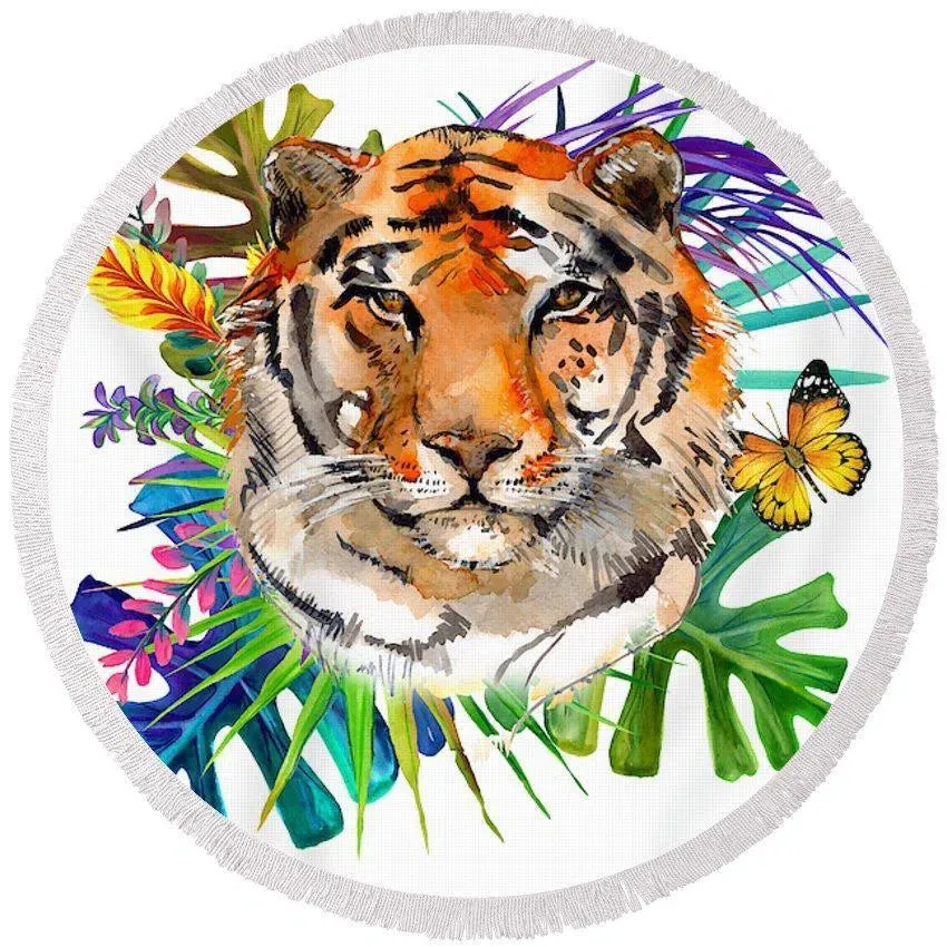 Tropical Tiger Fun Beach Towel