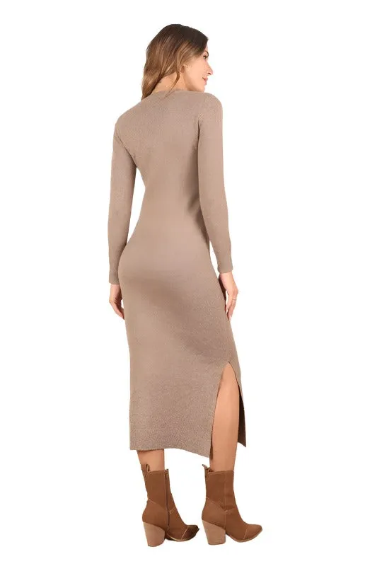 V Neck sweater Maxi Dress