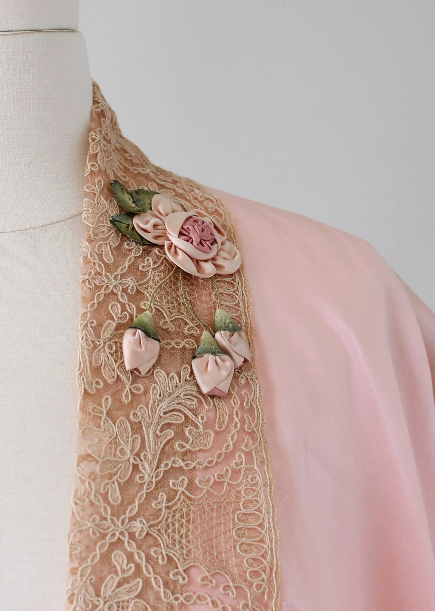 Vintage 1920s Pink Silk and Lace Kimono Style Jacket