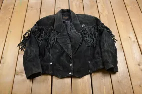 Vintage 1990s g4000 Fringe Suede Leather Jacket