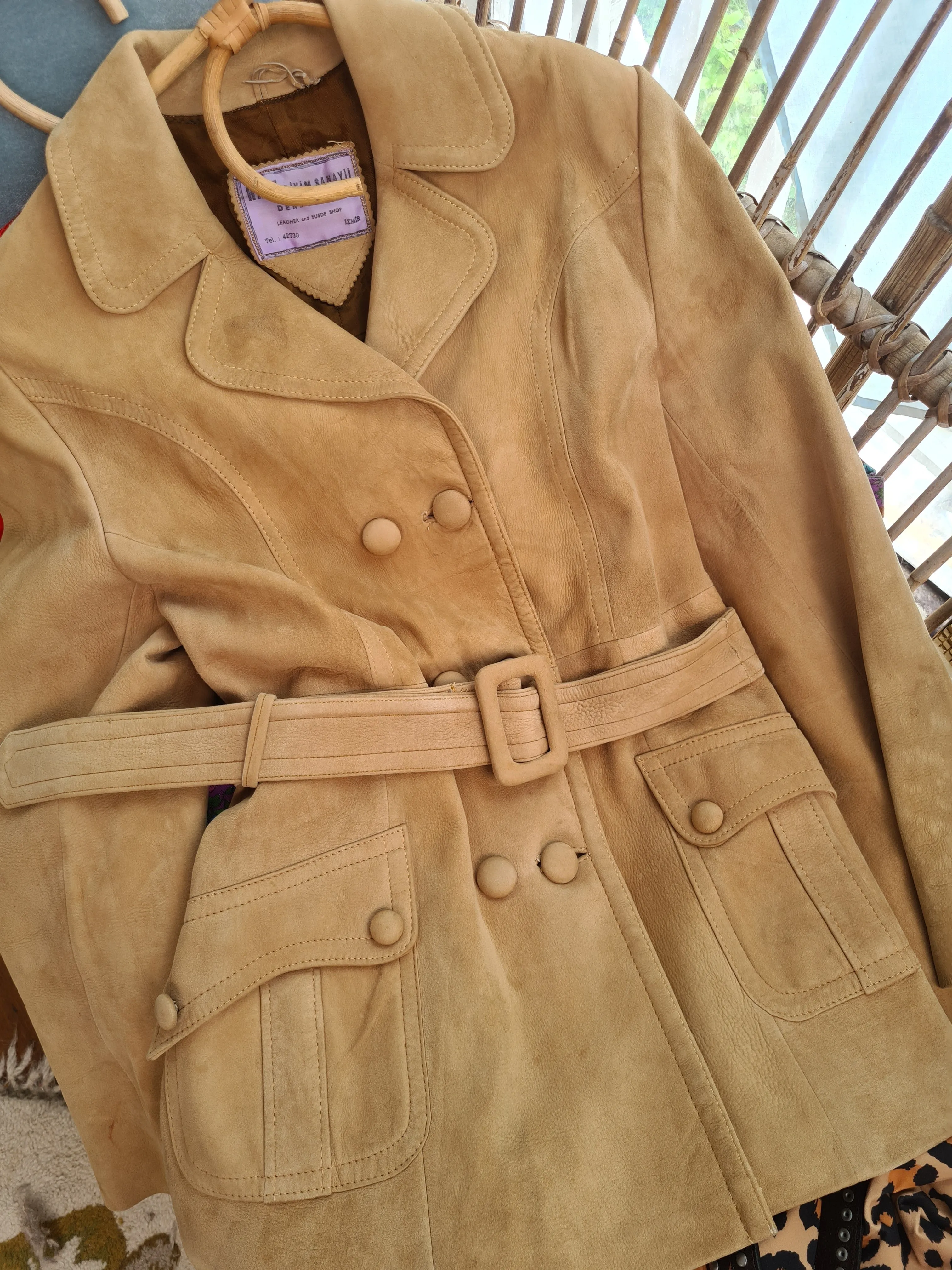 Vintage Tan Suede Leather Jacket Size 12