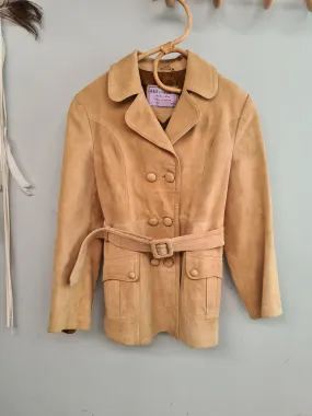 Vintage Tan Suede Leather Jacket Size 12