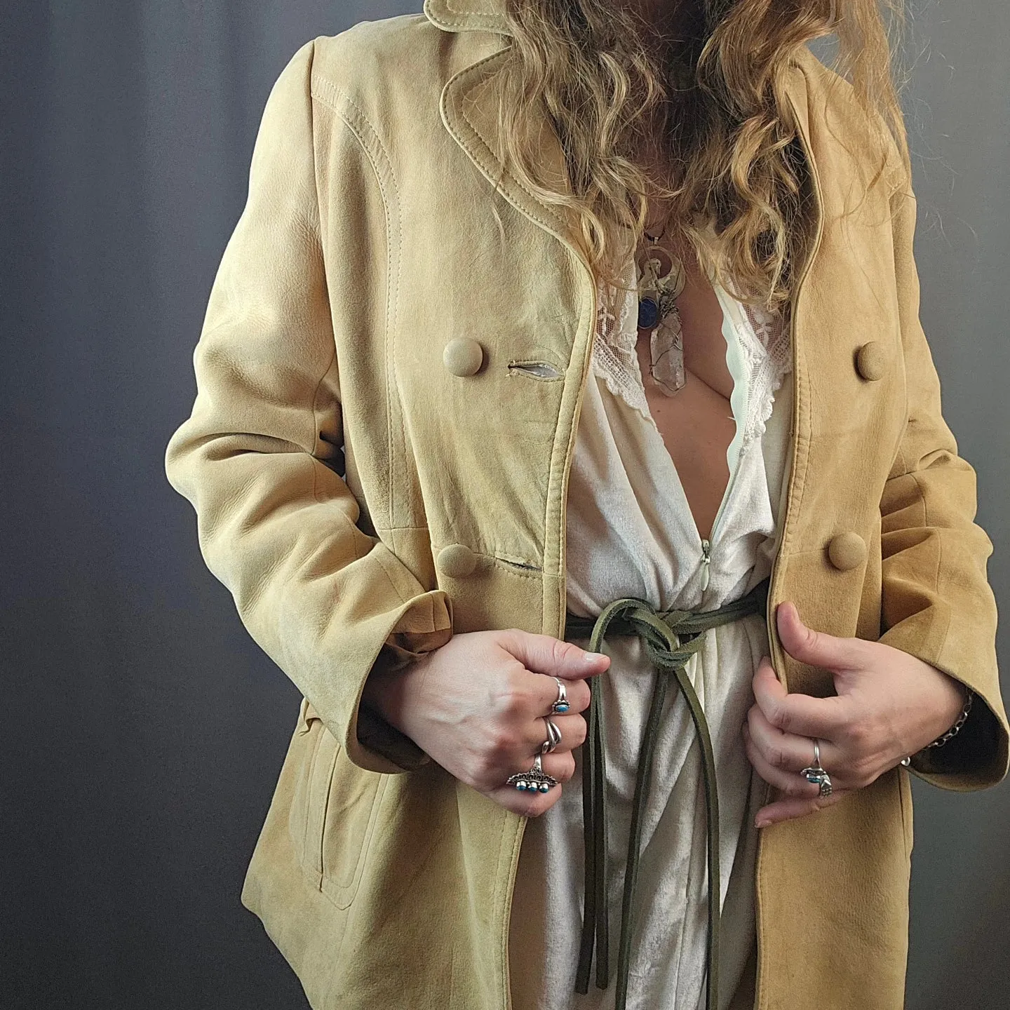 Vintage Tan Suede Leather Jacket Size 12