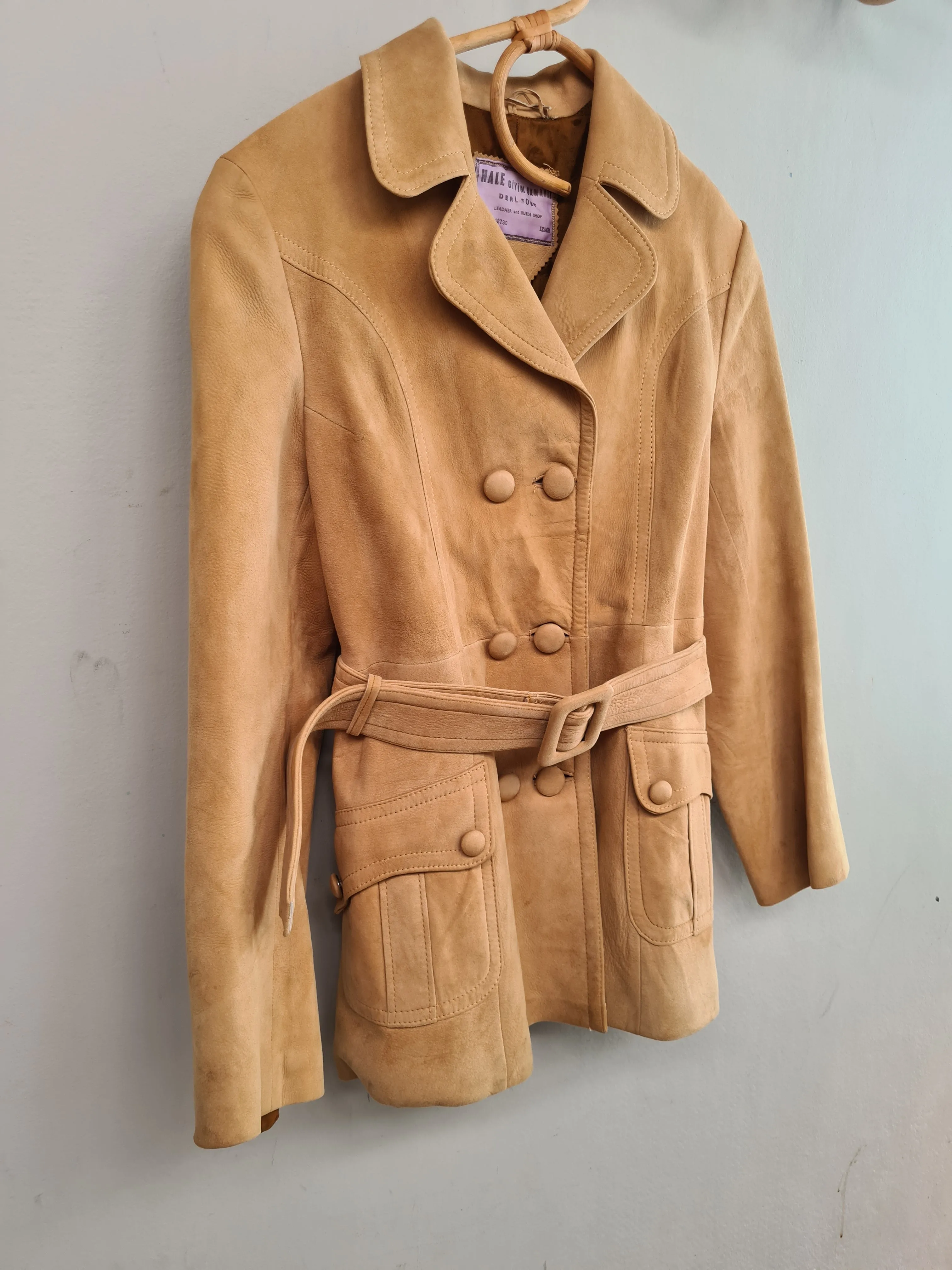 Vintage Tan Suede Leather Jacket Size 12