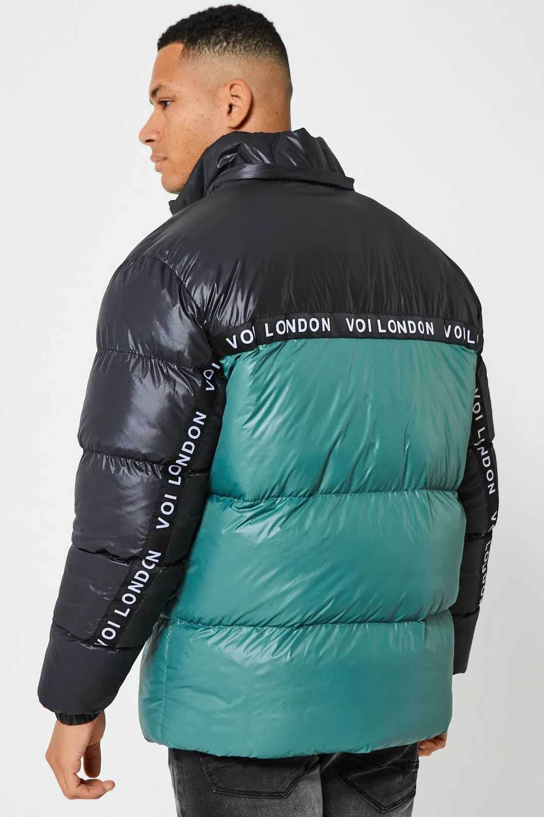 Walter Street Puffer Coat - Black/Green