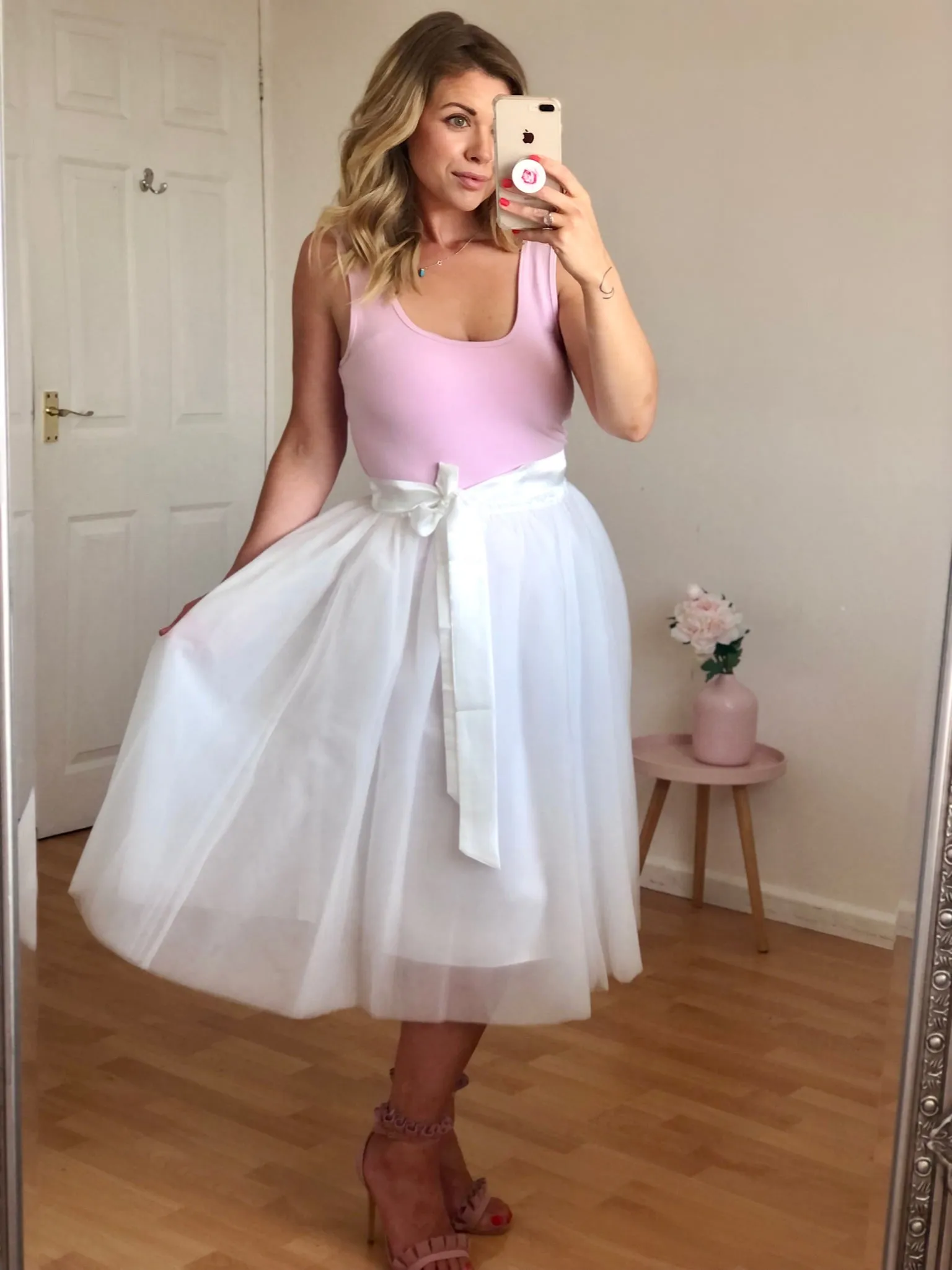 White Midi Tulle Skirt