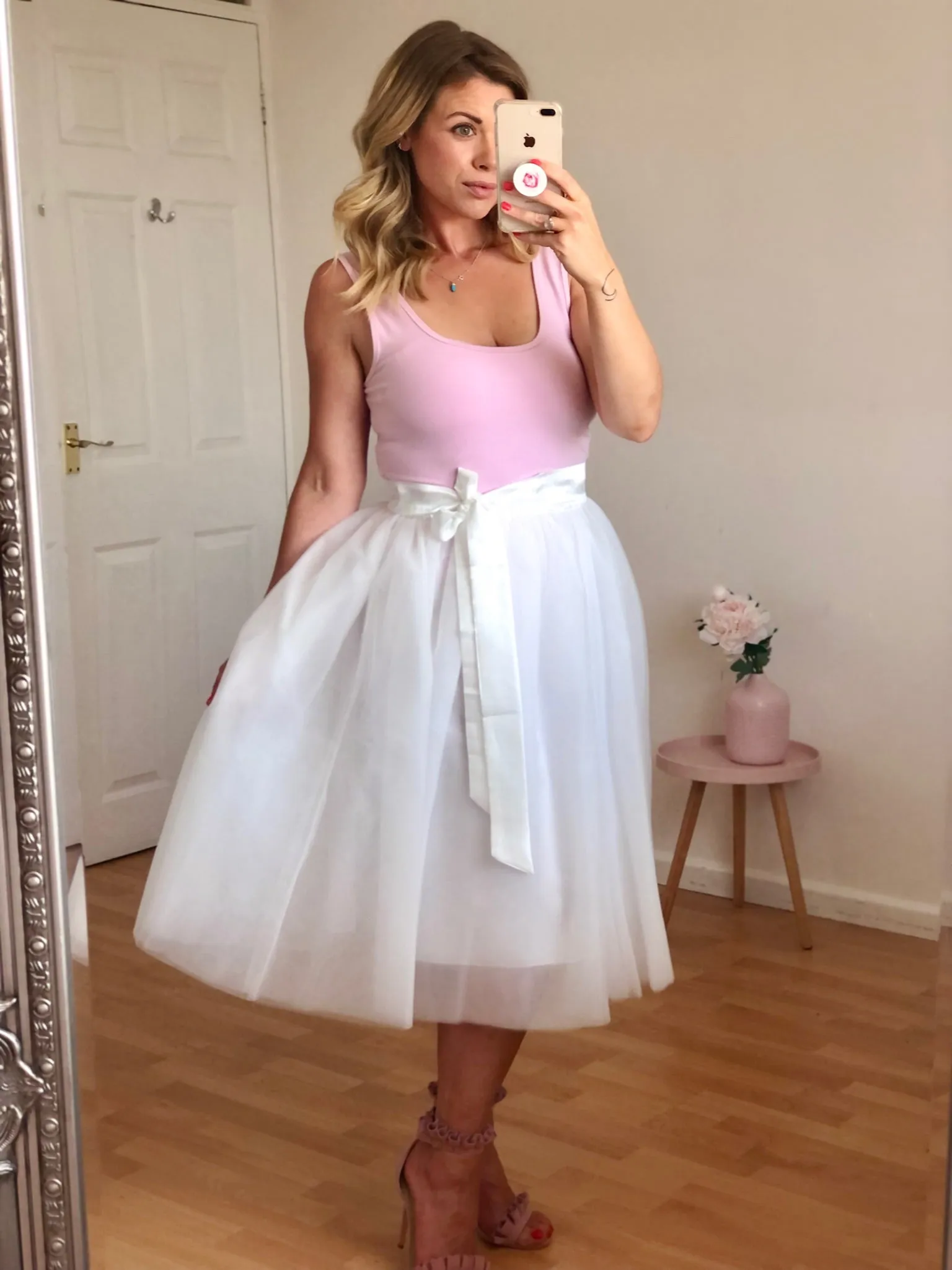 White Midi Tulle Skirt