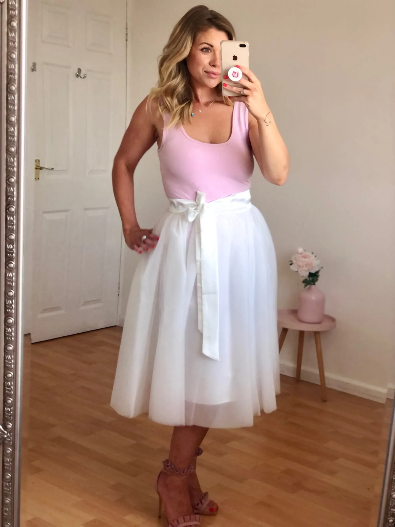 White Midi Tulle Skirt