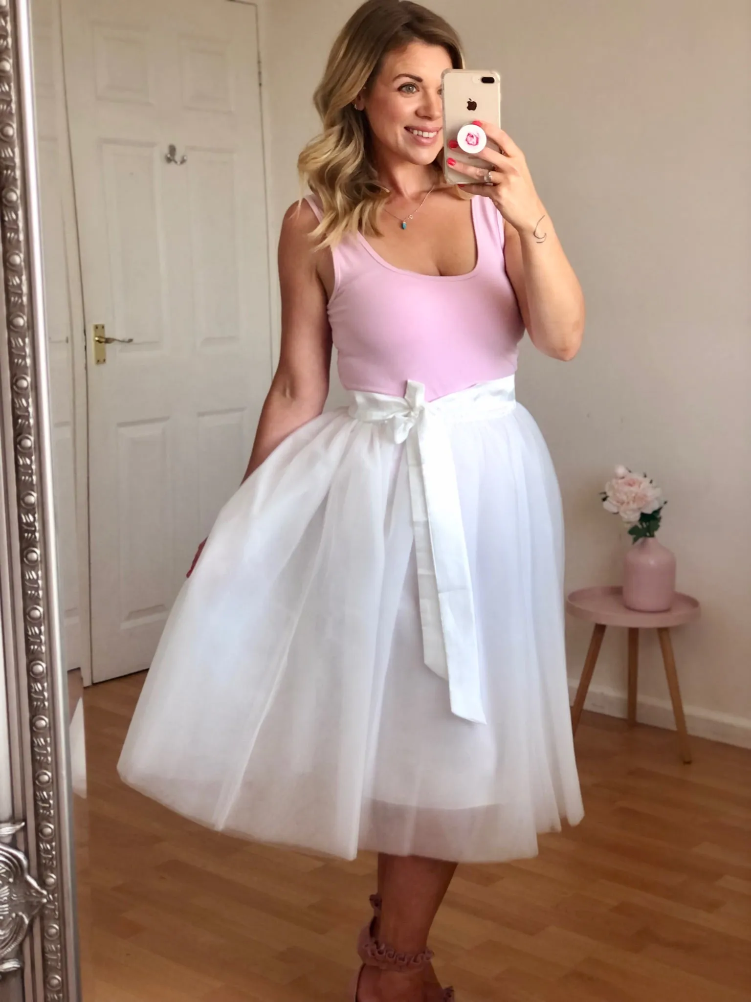 White Midi Tulle Skirt