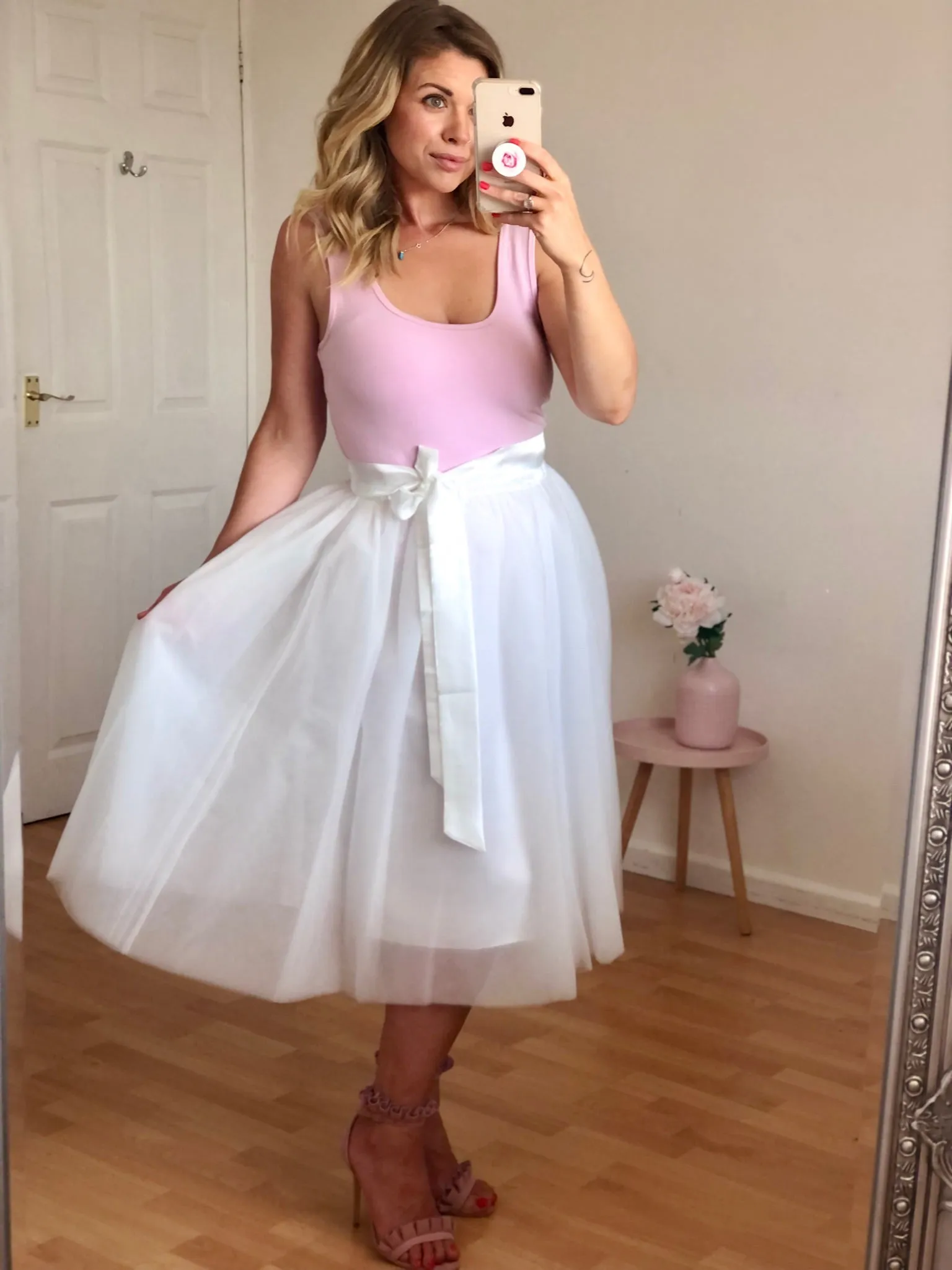 White Midi Tulle Skirt