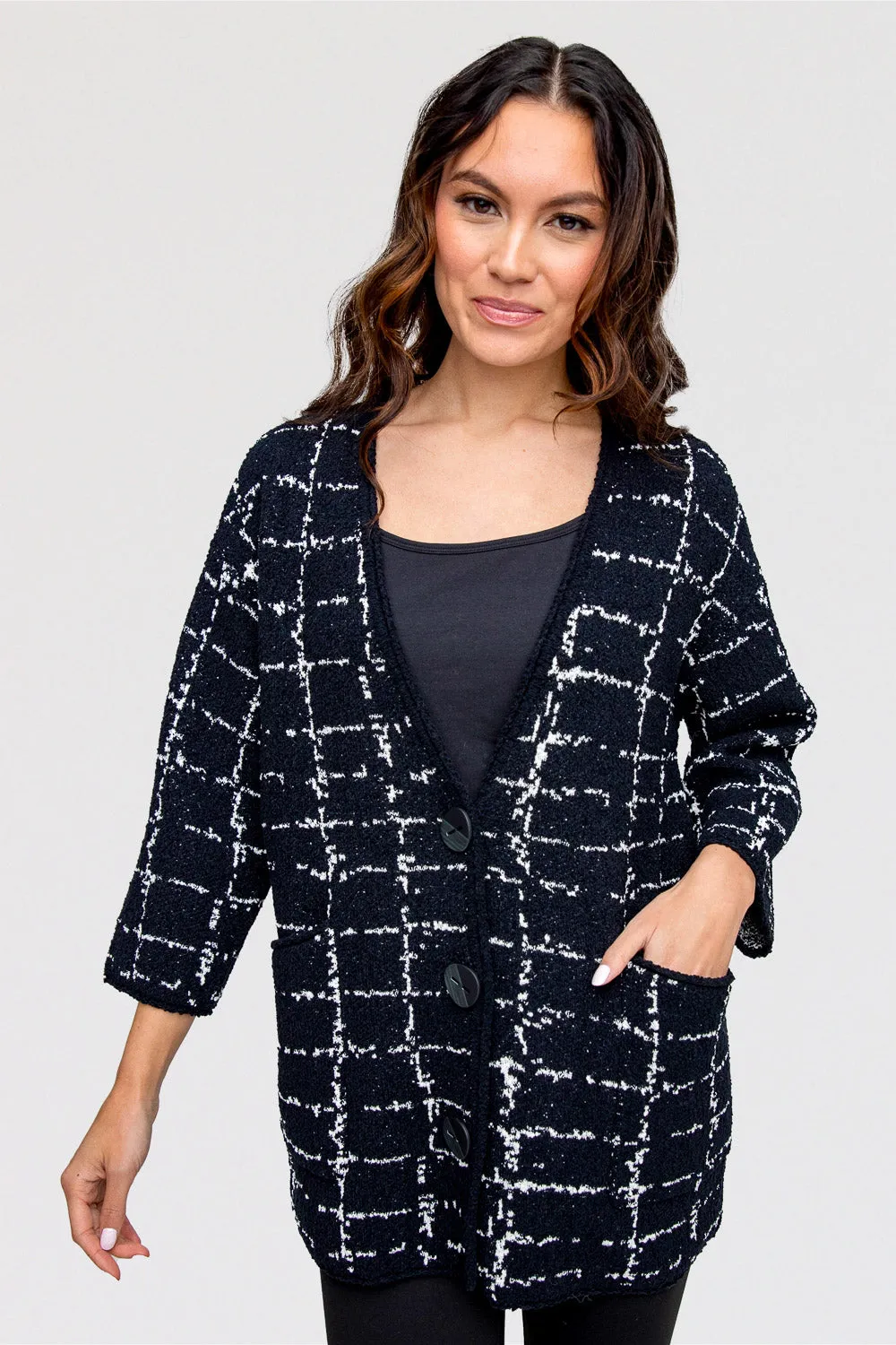 Windowpane Cocoon Cardi