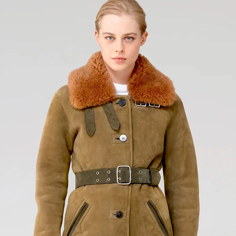 Women Sheepskin Coat In Nubuck Leather