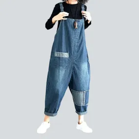 Women's baggy patchwork jean dungaree