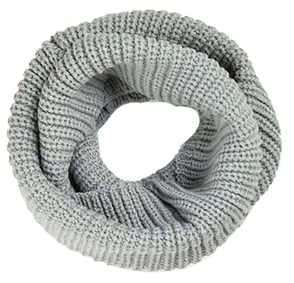 Women's Winter Warm Infinity 2 Circle/Loop Cable Knit Cowl Neck Long Scarf Shawl