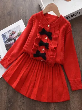 Wonderful Time Ruffle Cardigan And Skirt Set