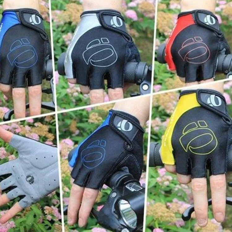 YIZIMI Anti-shock Half-finger Gloves Cycling Silicone Short Finger Gloves, Size: S(Black Blue)