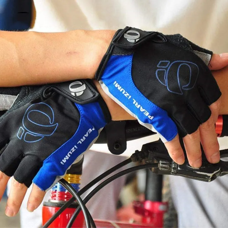 YIZIMI Anti-shock Half-finger Gloves Cycling Silicone Short Finger Gloves, Size: S(Black Blue)